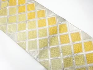 アンティーク　斜め格子に青海波模様織り出し袋帯（材料）